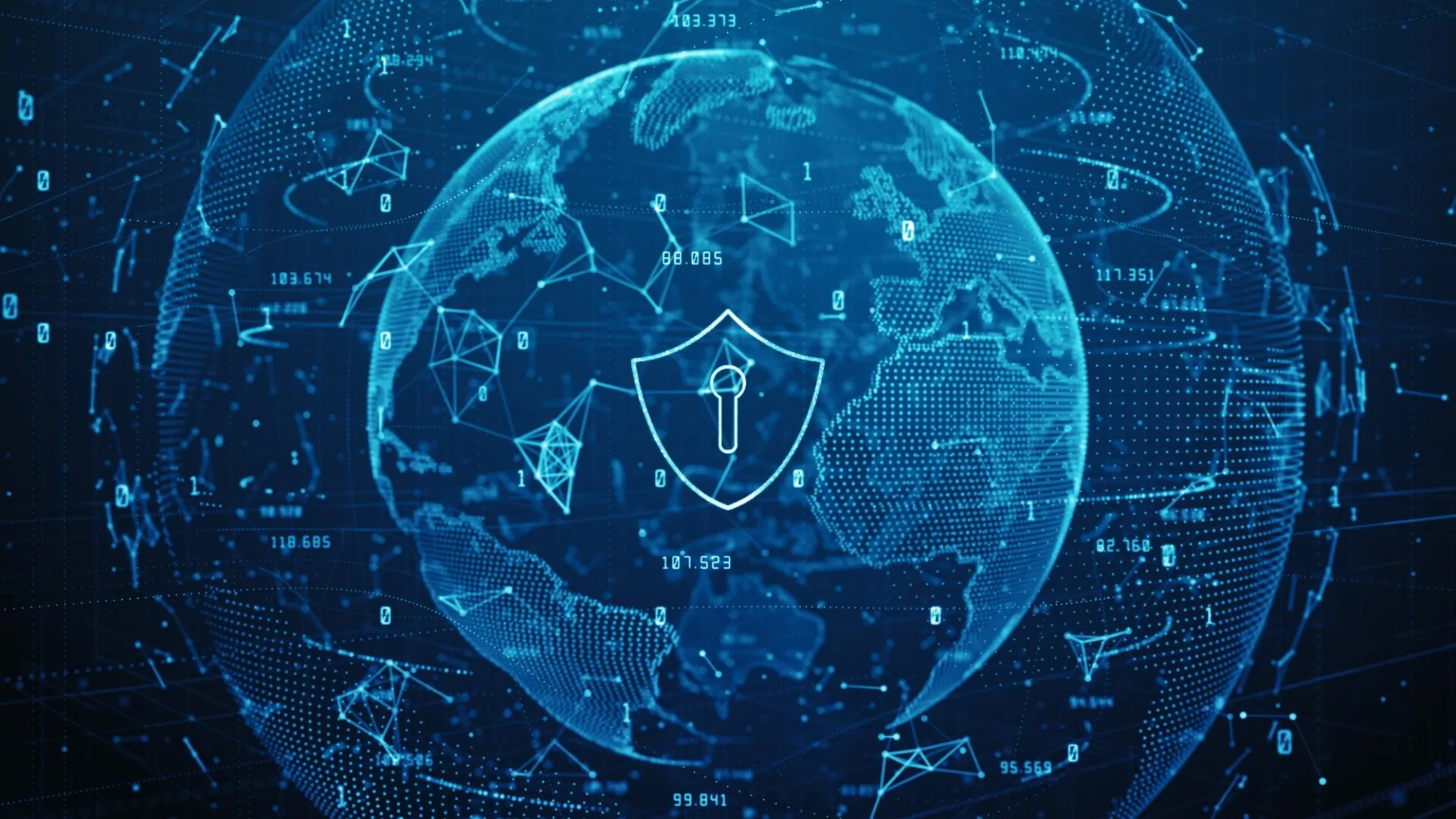 Shield Icon Of Cyber Security Digital Data, Digital Data Network Protection, Global Network 5g High Speed Internet Connection And Big Data Analysis Background