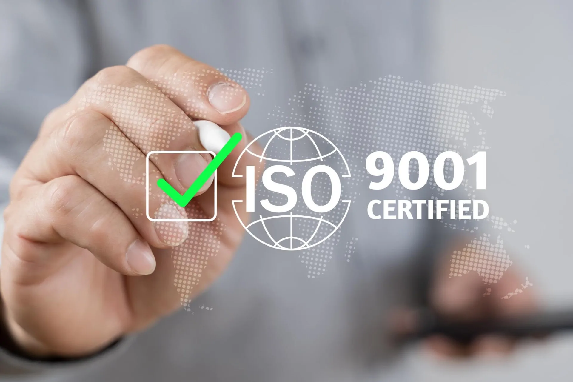 Iso 9001 Standard Certification Standardisation Quality Control Concept Businessman Choose